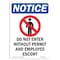 Signmission Safety Sign, OSHA Notice, 24" Height, Do Not Enter Without Sign With Symbol, Portrait OS-NS-D-1824-V-11270 - alternate 1